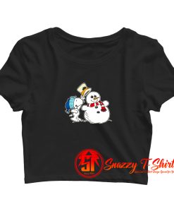 Snoopy Peanuts Snowman Christmas Crop Top Shirt