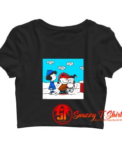 Snoopy PeanutsSanta Claus Christmas Cartoon Crop Top Shirt