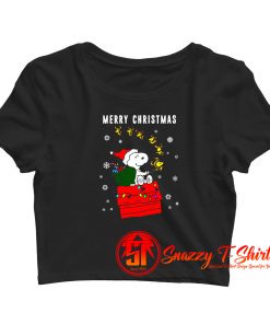 Snoopy christmas fly Crop Top Shirt