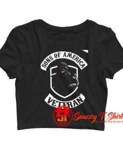 Sons Of America Veteran Skull Crop Top Shirt