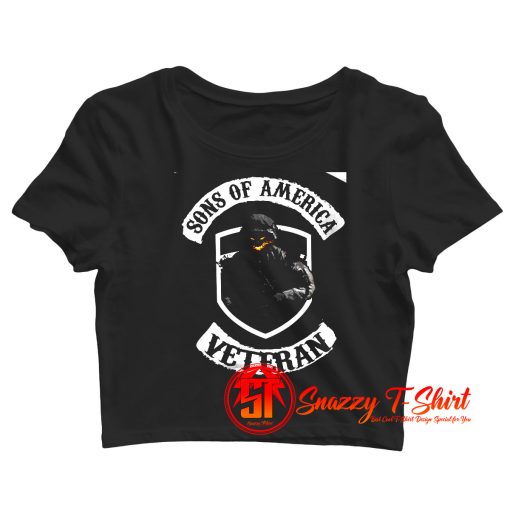 Sons Of America Veteran Skull Crop Top Shirt