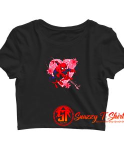 Spiderman Heart And Flower Crop Top Shirt