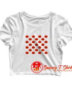 Spooky Pumpkin Pattern Crop Top Shirt