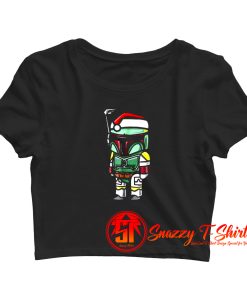 Star Wars Boba Santa Hat Cartoon Christmas Crop Top Shirt