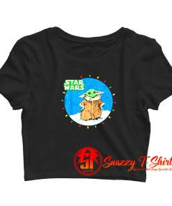 Star Wars Yoda Mandalorian Lights Christmas Crop Top Shirt