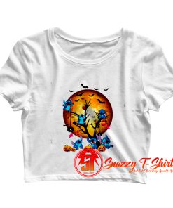 Stitch Pumpkin on tree happy Halloween Crop Top Shirt