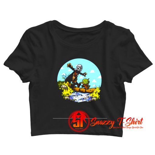 Stormtrooper And Baby Yoda Walking On The River Crop Top Shirt