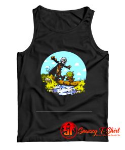 Stormtrooper And Baby Yoda Walking On The River Tank Top