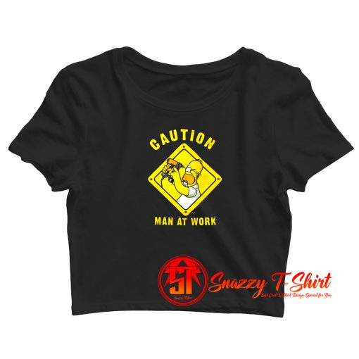 The Simpsons Homer Simpson CAUTION MAN AT WORK Crop Top Shirt