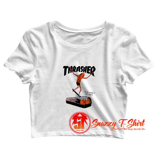 Thrasher Neck Face Crop Top Shirt