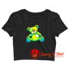 Vintage Torn Colorful Teddy Bear Crop Top Shirt