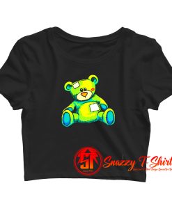 Vintage Torn Colorful Teddy Bear Crop Top Shirt