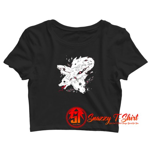 Wild Wolf Dogs With Goth Eyes Crop Top Shirt