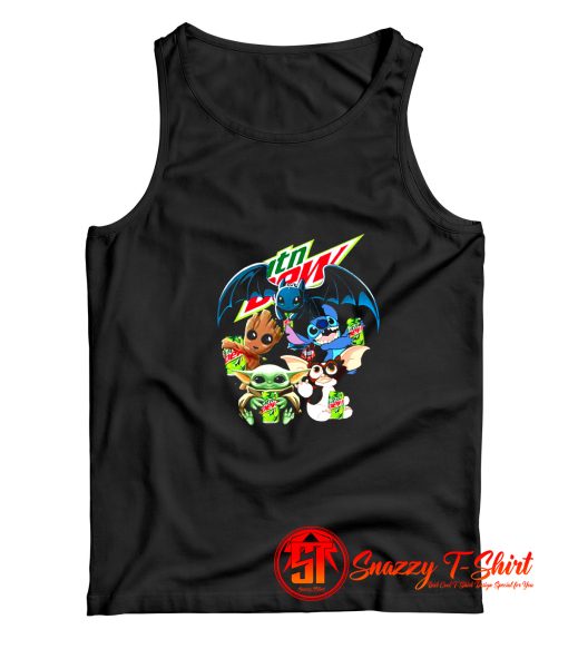 Yoda Baby Groot and Toothless Stitch Gizmo Tank Top