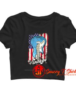 merican Flag Vintage Guitars Crop Top Shirt