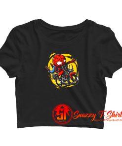 spiderman kid riding Crop Top Shirt